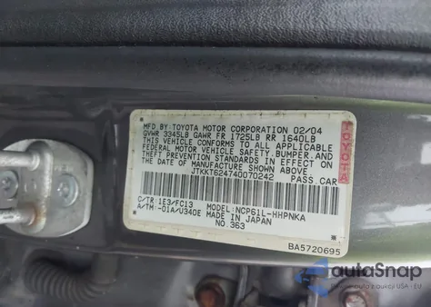 2004 Scion Xa from USA, damaged, VIN JTKKT624740070242